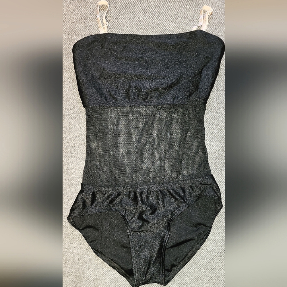 Natalie Dancewear Black Leo with Mesh cutout